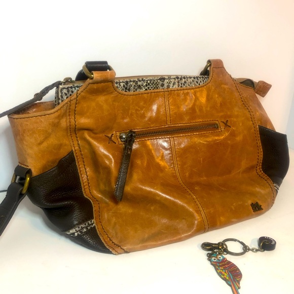 The Sak Brown Leather Handbag. Medium Lmtd Edition. Colorful Polyester Liner. - Picture 1 of 8